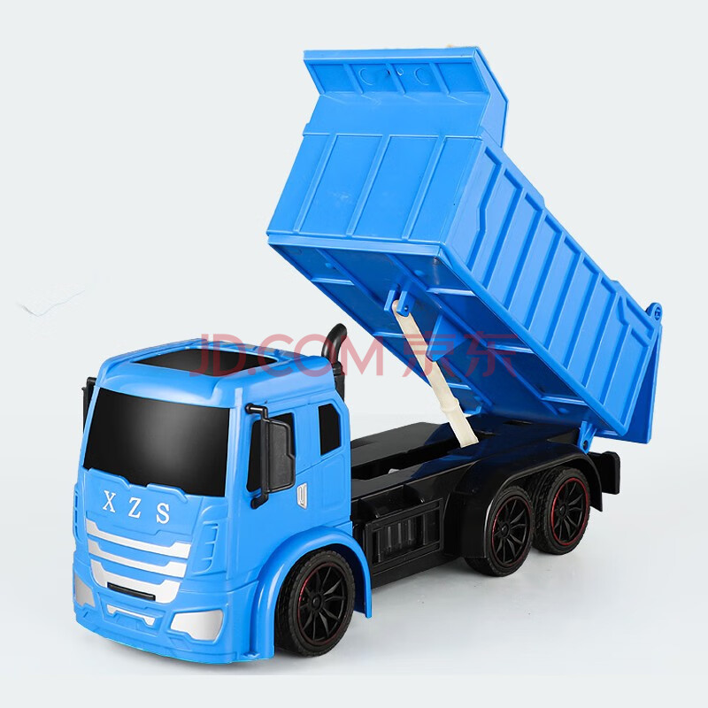 led彩灯玩具翻斗自卸车 长距离高频手柄遥控工程车可自动展示 蓝色