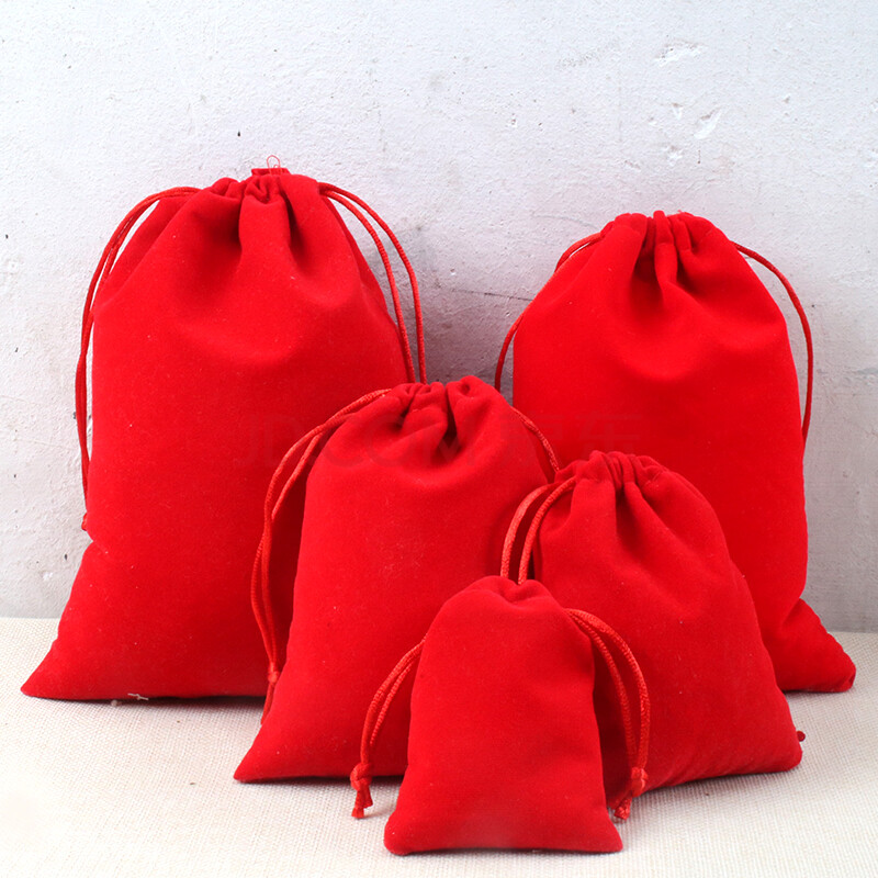 小布袋束口袋小福袋珠宝首饰品包装袋手机文玩印章收纳袋包 红色17*23