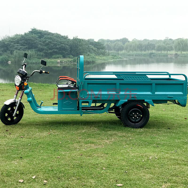 电动三轮车四轮双排拉货载重半封闭带斗电瓶车 1.3*0.9米 38a超威 60v