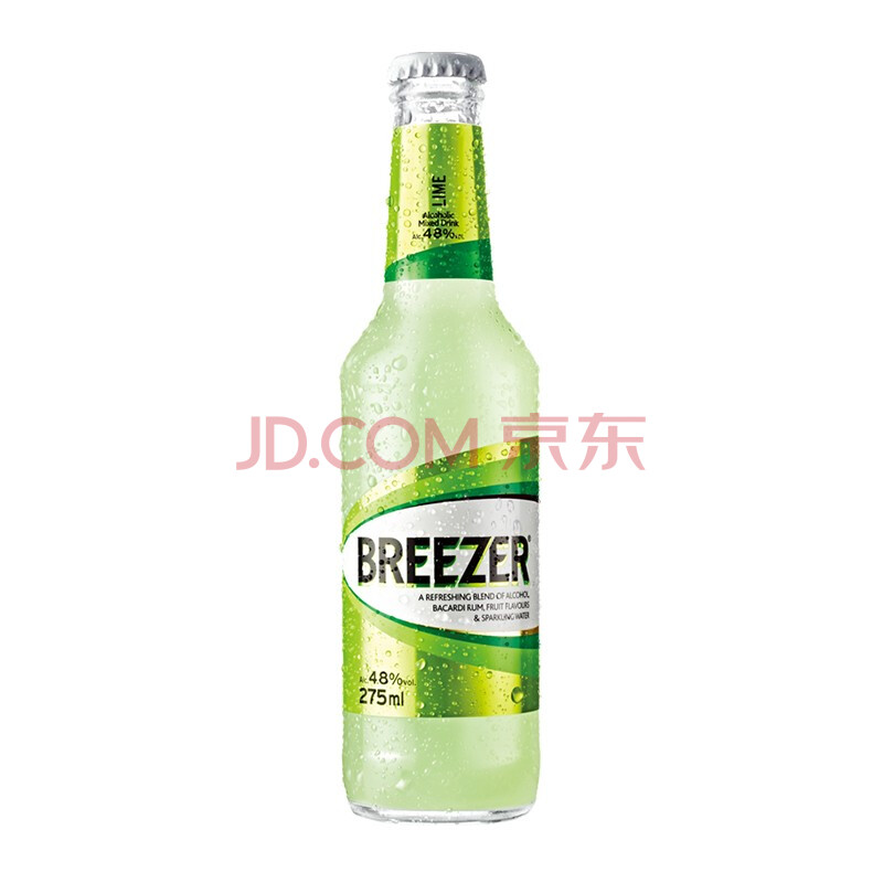                     Breezer 冰锐 洋酒 4.8°朗姆预调鸡尾酒 瓶装青柠味 275ml                
