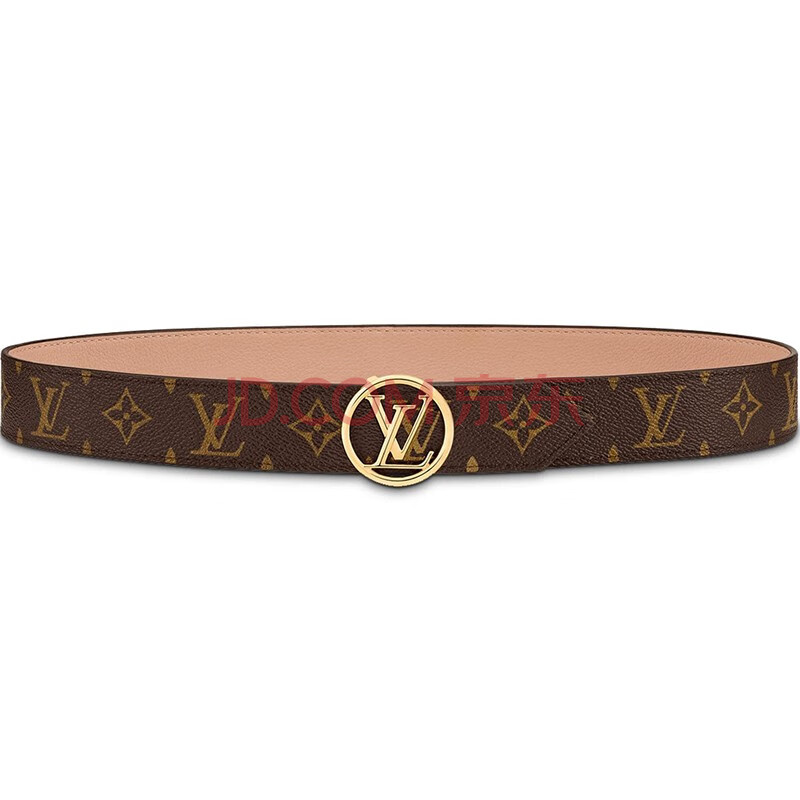路易威登lv皮带女士腰带35 毫米双面腰带老花帆布牛皮lv圆形金扣米