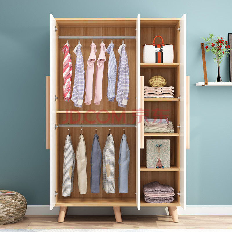 出租房公寓板式三门组装整体衣柜木质 c款三门(1200*500*1900) 枫木色