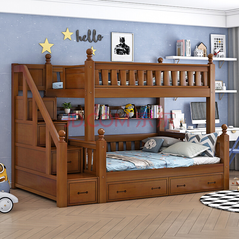 精冠家居店 上下床全实木儿童床美式分体双层双人床子母床多功能上