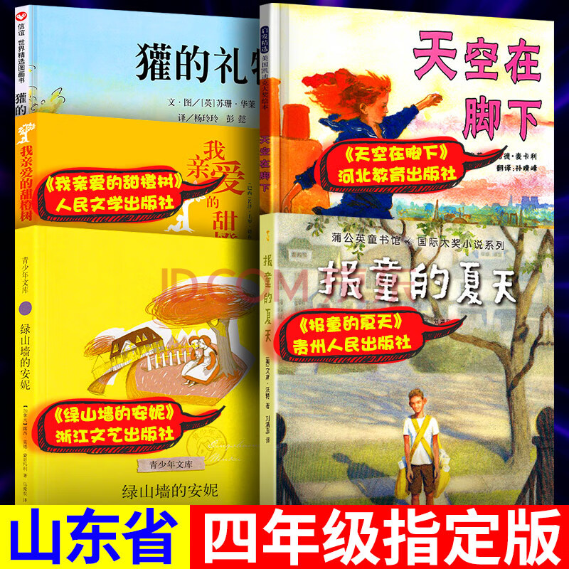 5冊全套四年級必讀報童的夏天書天空在腳下我親愛的甜橙樹綠山牆的