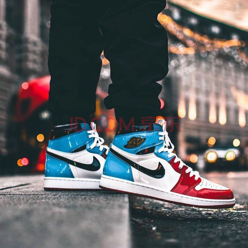 nike耐克篮球鞋官网正品 air jordan1 og aj1 红蓝警灯男女高帮篮球鞋