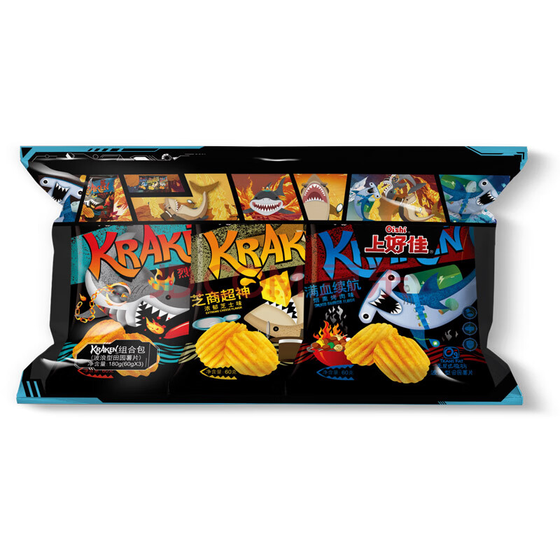 上好佳鲨波浪型田园薯片组合包