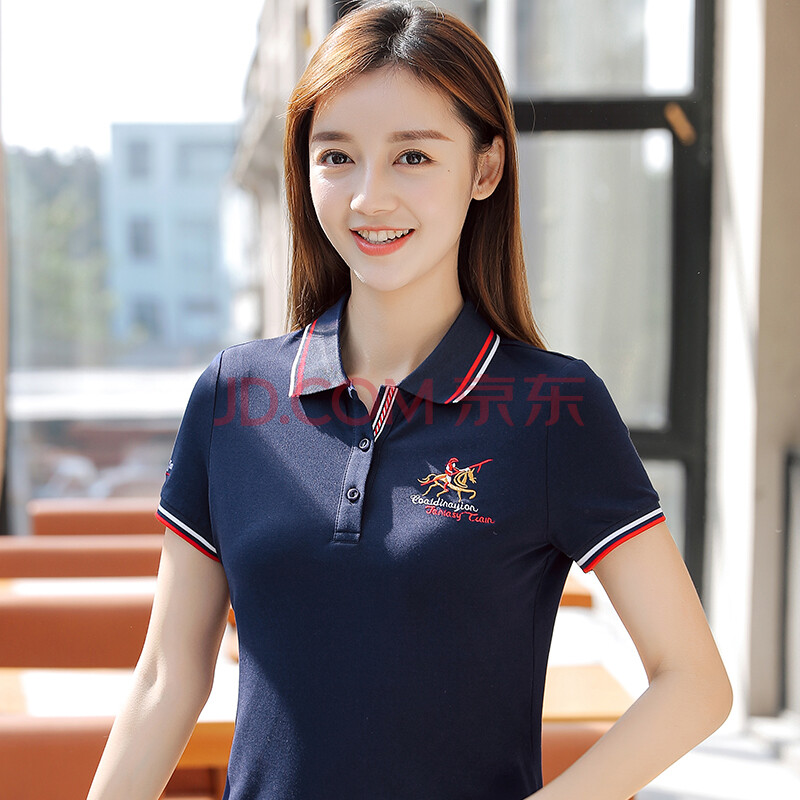 呓语芊芊 t恤女短袖半袖新款休闲t恤女2020夏季纯色棉有领短袖polo衫