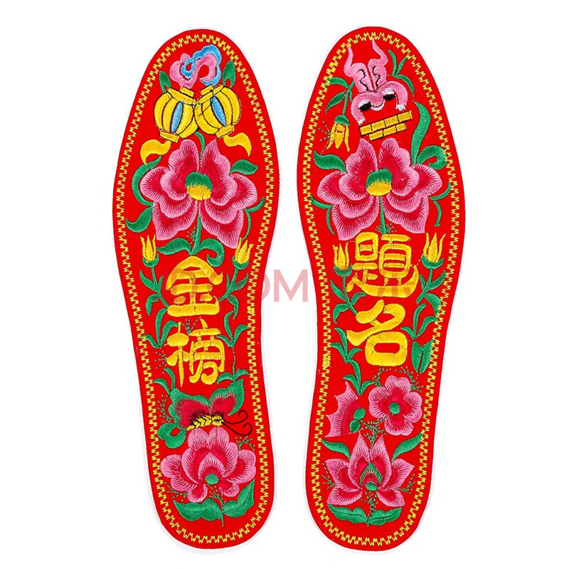 印季 绣花鞋垫 十字绣手工成品鞋垫传统棉布绣花鞋垫子透气吸汗防臭红