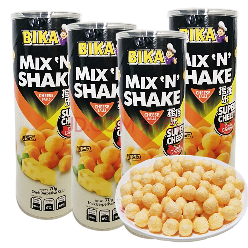 bika 摇摇乐薯条薯片虾条芝士球 70g桶 膨化食品 马来西亚进口 零嘴
