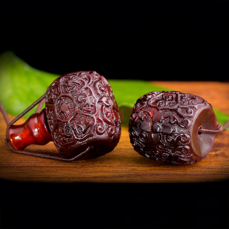 彩荷红牦牛角佛头雕刻三通盘龙六字真言莲花藏式佛头星月金刚菩提佛珠