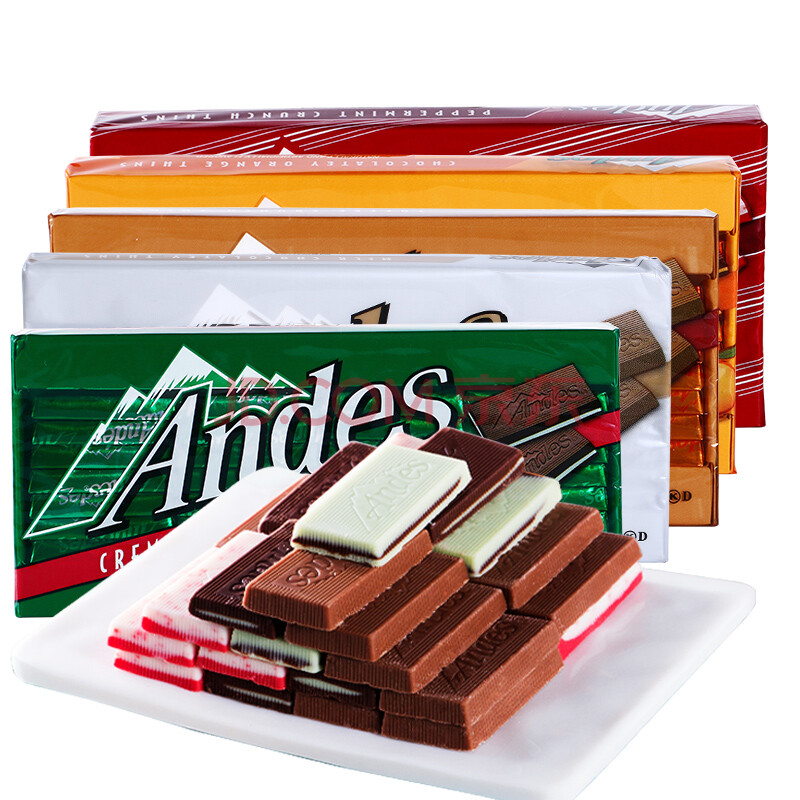 美国进口安迪士andes【6种口味选】太妃糖单层双层薄荷夹心巧克力132g