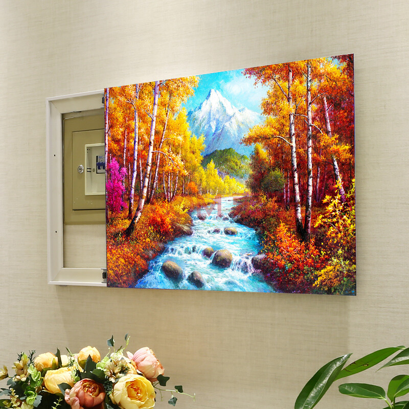 维佳 现代电表箱装饰画可推拉配电箱遮挡画电闸箱冰晶画客厅电盒壁画