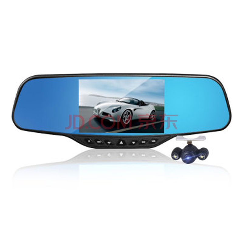 任e行v8后视镜行车记录仪1080p高清广角夜视双镜头倒车影像停车监控