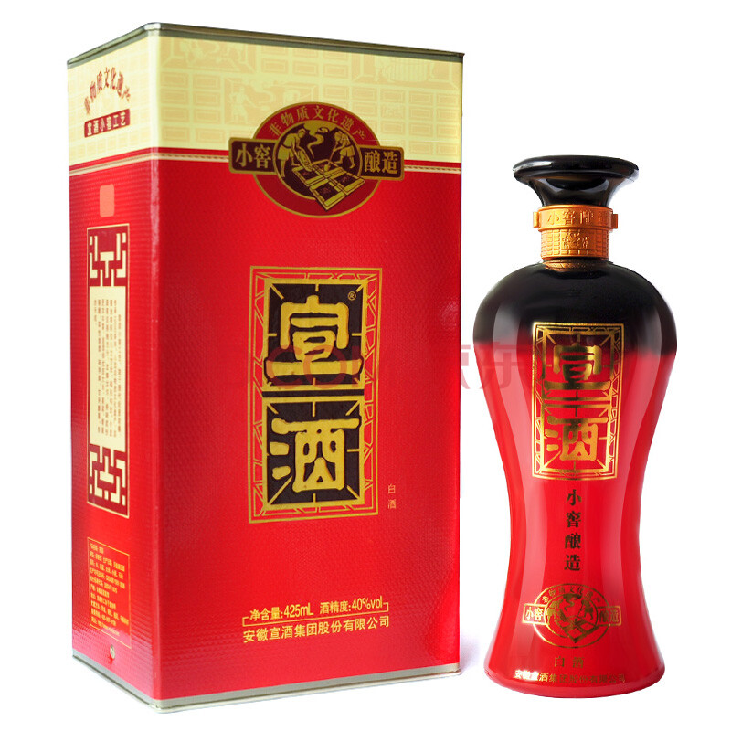 宣酒 小窖酿造 40度浓香型白酒 425ml*1瓶(2瓶赠送一个礼品袋)