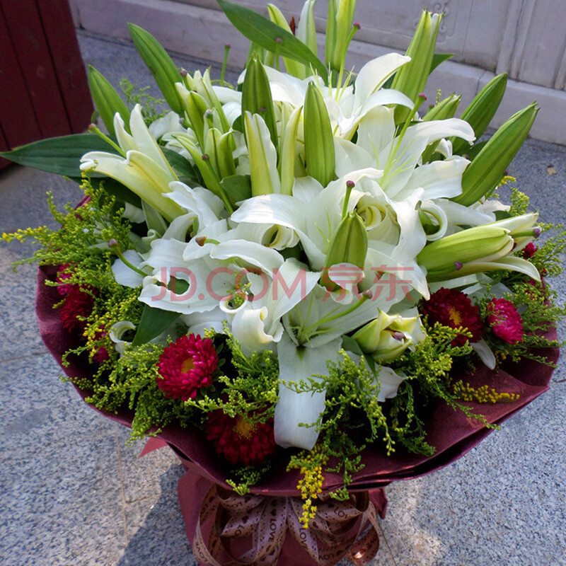 雅朵鲜花速递11朵香水百合花束礼盒生日礼物祝福探望全国同城花店配送