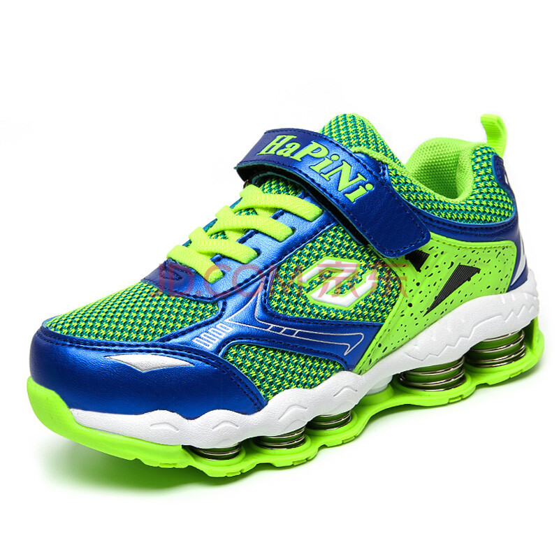 儿童弹簧鞋运动鞋减震男女童鞋透气弹力耐磨防滑夏季镂空鞋 601宝兰绿