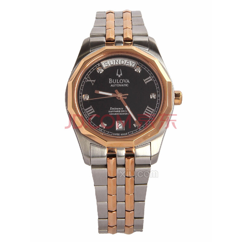 bulova 宝路华 男士eminence钢带自动机械表 b180rbk 黑色 f