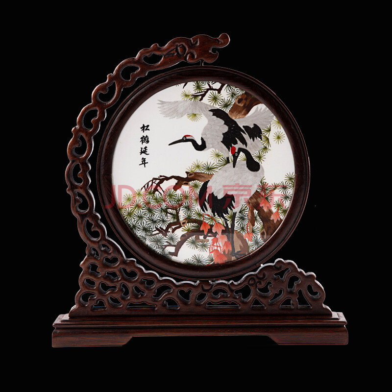 顺通礼坊 苏绣刺绣双面绣屏风 中国风 家居送老外礼品礼物 外事礼品