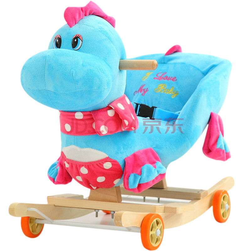 可兰薇 儿童摇马音乐摇摇车 婴儿大号两用木马童车周岁礼物 恐龙蓝色