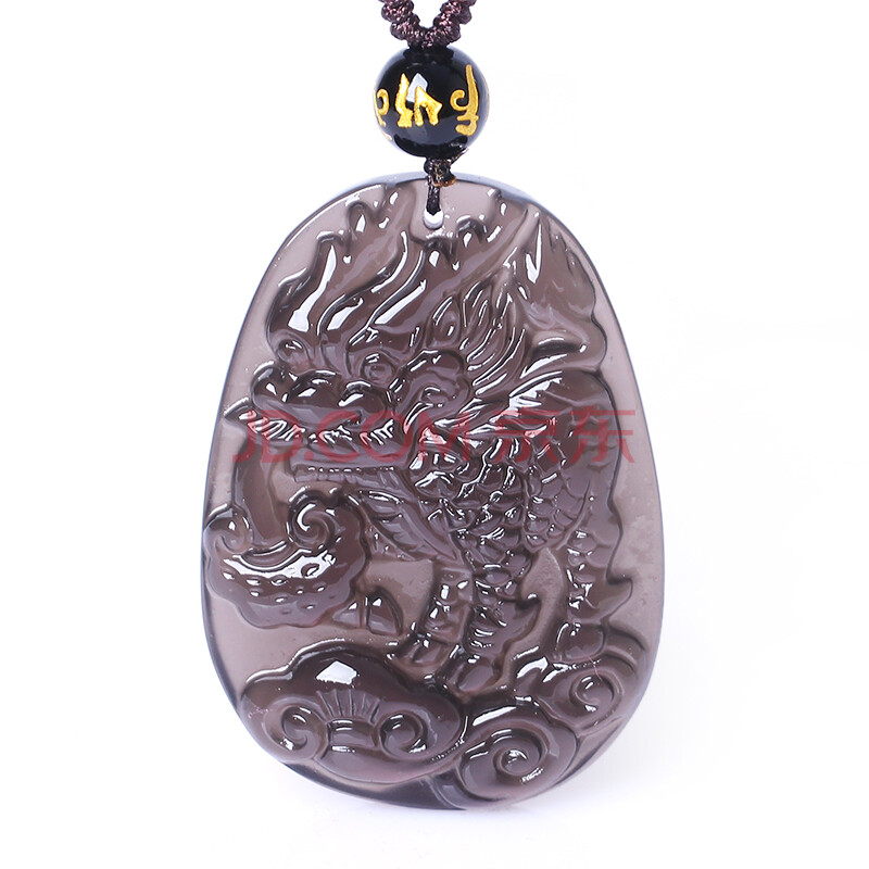 卜安堂 开光天然冰种彩虹眼黑曜石吉祥物麒麟衔芝玉麟聚宝冰晶黑曜石