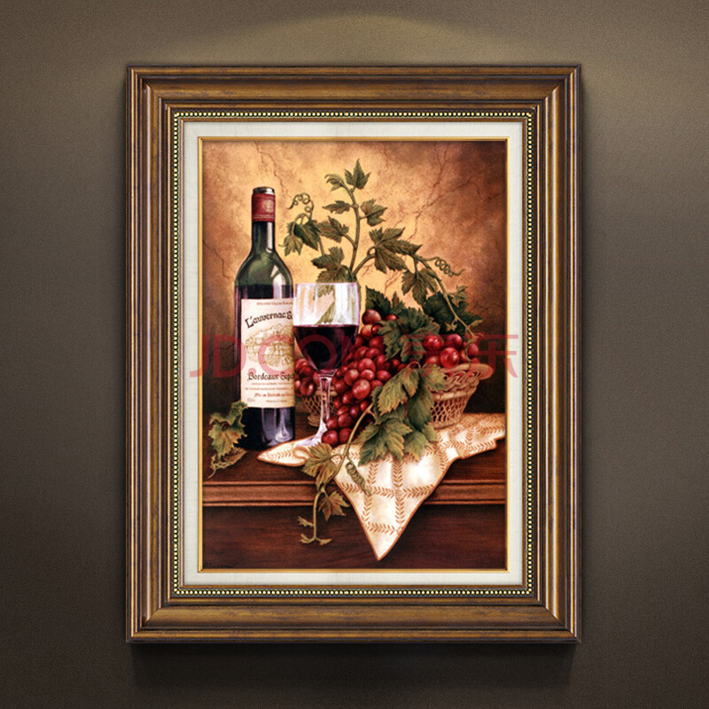 欧式餐厅装饰画油画现代简约美式墙画有框画壁画墙面装饰挂画单幅