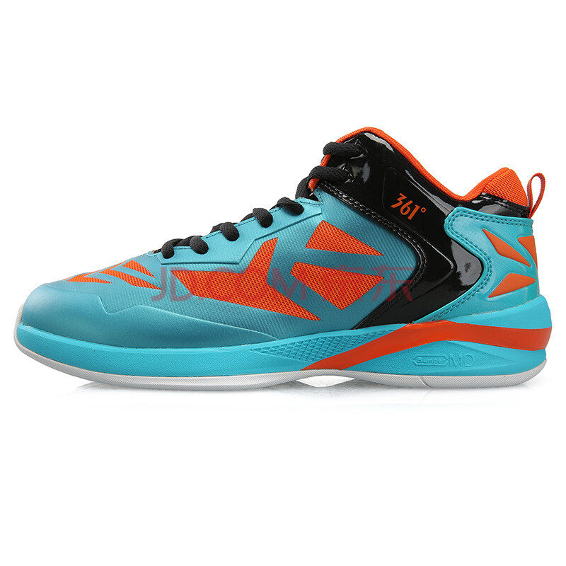 361度男鞋 篮球鞋男 缓震中帮训练鞋 防侧拐专业运动鞋 浅蓝/橙 42码