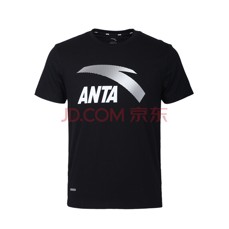 安踏男装 时尚大logo短袖针织衫 运动t恤 基础黑-5 xxl/男185