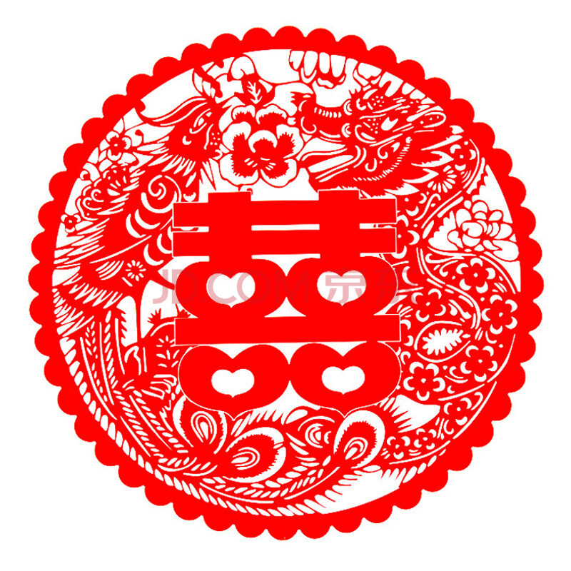 婚庆装饰 创意剪纸窗花大门双喜字喜子门贴 静电贴纸 龙凤呈祥款x20张