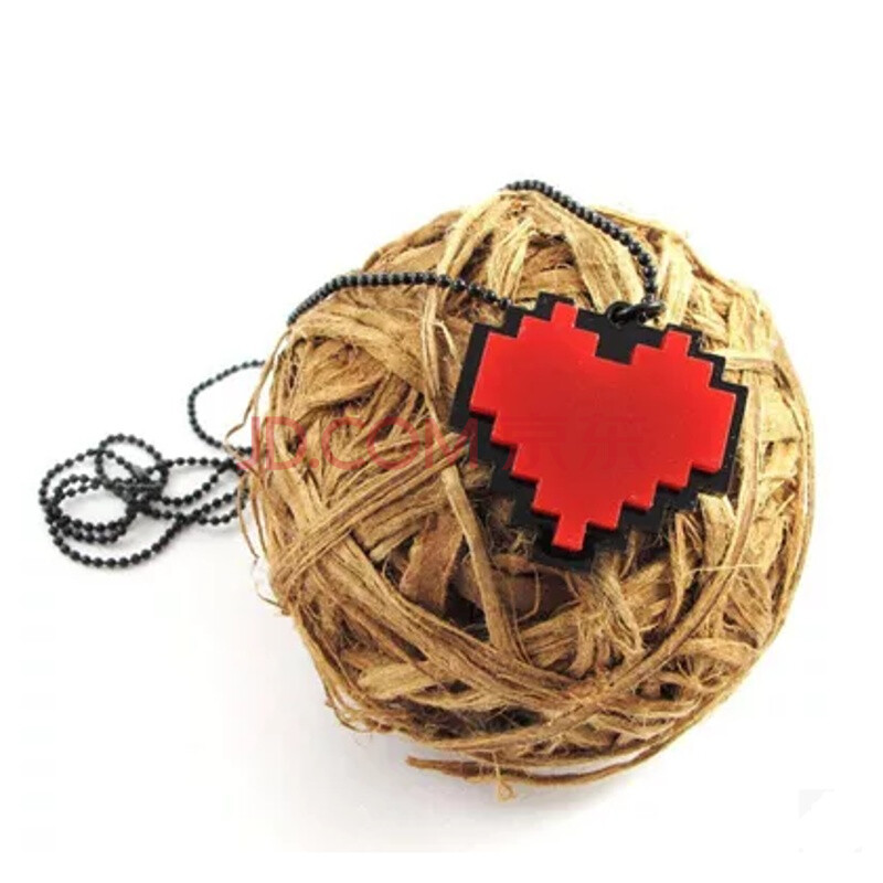 undertale传说之下frisk七魂之心红色灵魂"决心"项链吊坠木盒装sn0769