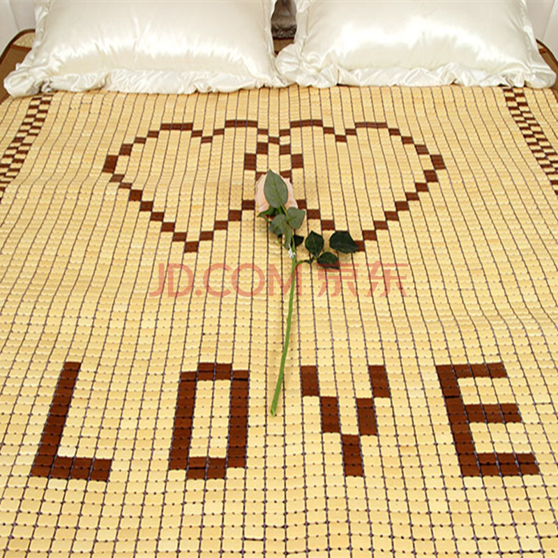 佳旺家纺新贵黑白菱形爱心麻将竹凉席1.8米 爱心包边衬底 2米*2.2米