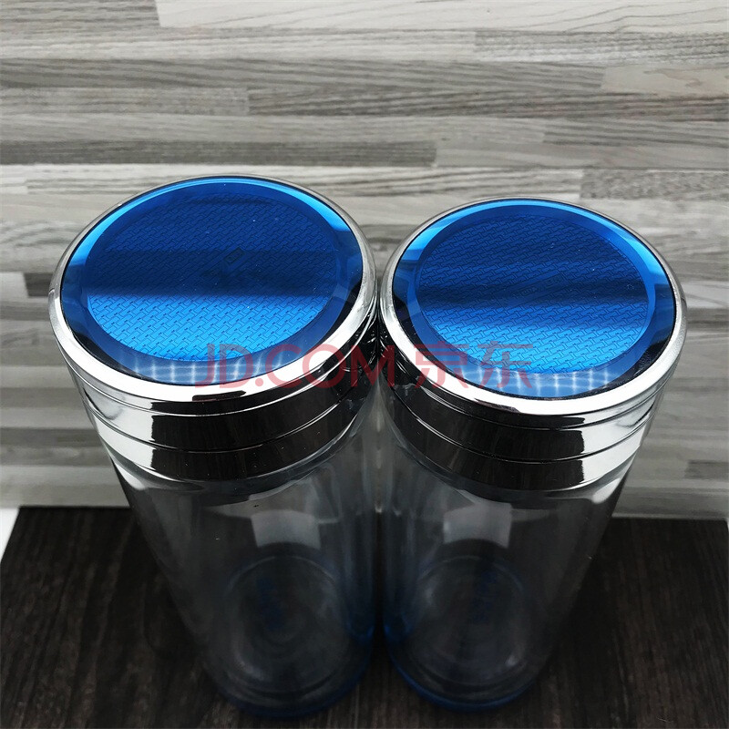 双层水晶玻璃杯蓝色经典车载水杯便携杯定制logo员工福利杯 300ml