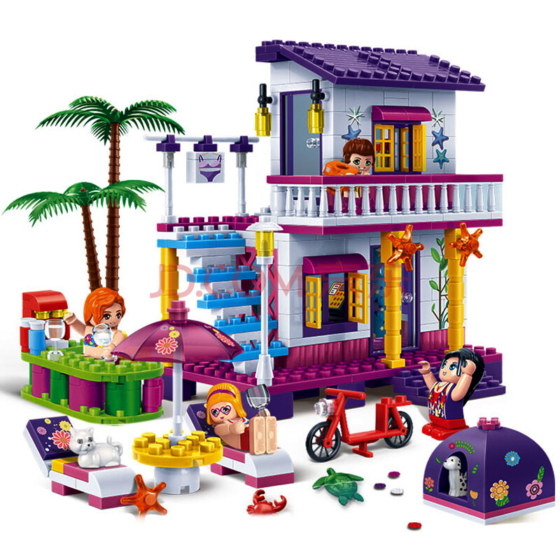 邦宝(banbao)积木女孩系列拼插儿童玩具小颗粒拼装房屋模型 372片海滨