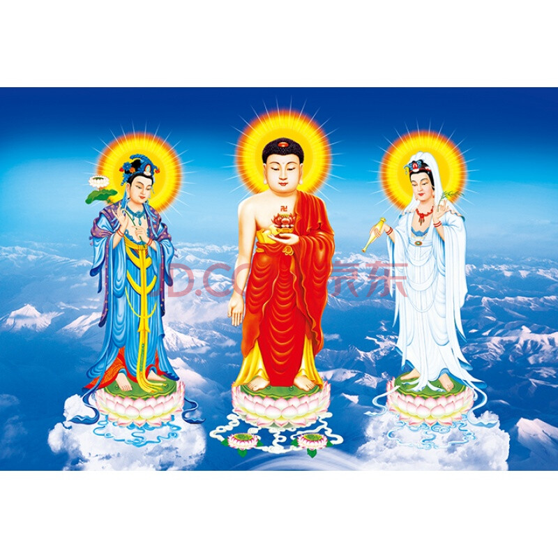 佛像佛画西方三圣佛像三宝佛像阿弥陀佛观音菩萨大势至菩萨佛教挂画