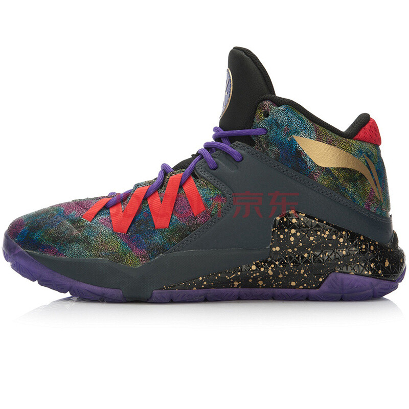 李宁篮球鞋队尚3韦德男子篮球专业比赛鞋 abal007-1檀黑色/亮莲紫 45.