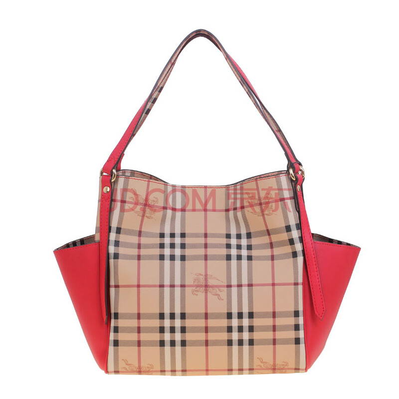 现货burberry巴宝莉正品红色pvc格子女士时尚购物袋391451 红色