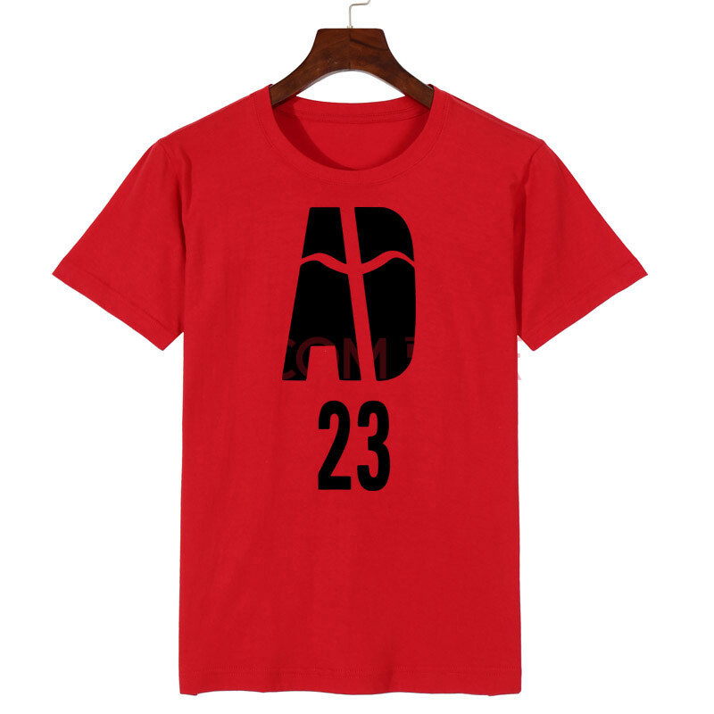 安东尼 戴维斯 ad浓眉哥 23号 圆领短袖t恤球衣男士夏季新款潮 红色