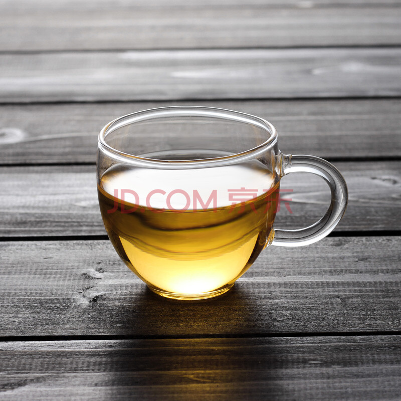 哲韵 品茗杯一口杯带把小茶杯功夫茶具花茶杯耐心热玻璃100ml 一只【
