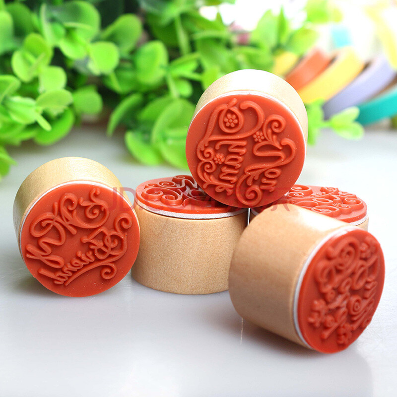 创意diy印章相册影集工具个性时尚宝宝儿童木质装饰章子 混装【颜色可