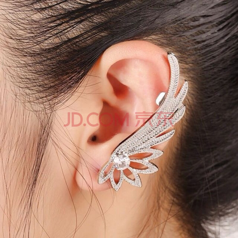 精灵耳饰耳钉合金耳挂古装青丘狐传说耳骨夹同款耳环古风女 银色左耳