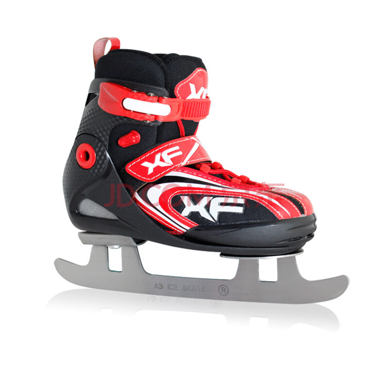 雄风冰刀鞋儿童可调球刀初学休闲速滑两用成人速度滑冰鞋正品 红黑 m