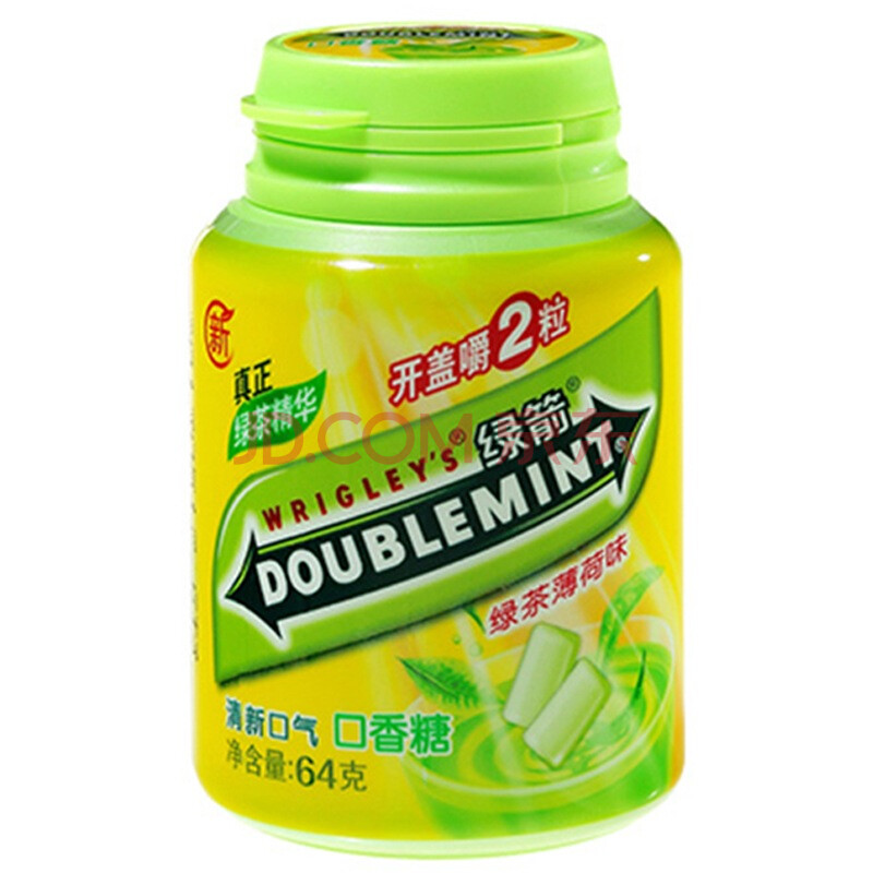 绿箭绿茶薄荷口香糖40粒瓶装64g(新旧包装随机发)