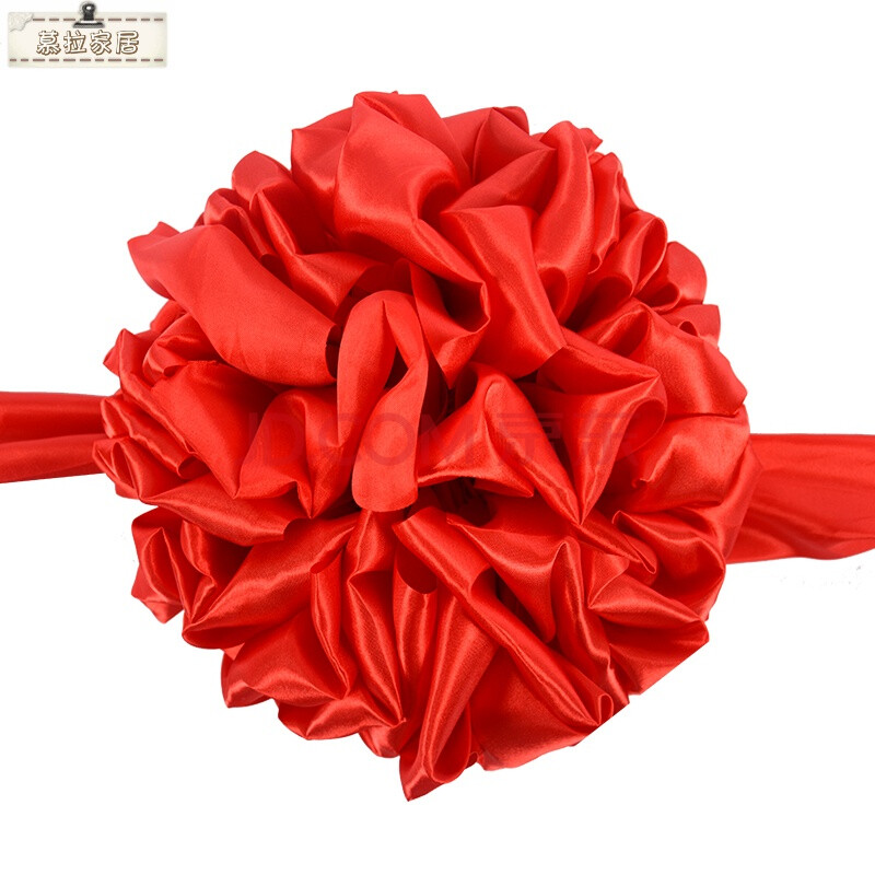 开业活动剪彩大红花套装用品 龙凤剪绒布托盘绸布剪彩大红花球 直经