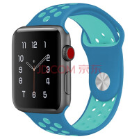 苹果手表表带Applewatch8/Ultra/7/se/6/5/nike款双色硅胶运动iwatch 蓝+普蓝 【45/49mm】长款