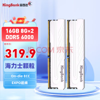 金百达（KINGBANK）16GB(8GBX2)套装 DDR5 6000 台式机内存条海力士颗粒银爵系列 C36