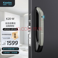 凯迪仕（kaadas）智能锁 K20-W 指纹锁 远程智控智能门锁 电子锁密码锁 太空灰