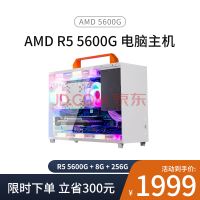 京特尔 AMD锐龙 R5 5600G组装电脑企业家用办公游戏台式电脑主机设计师电脑主机DIY组装电脑 R5 5600G+8G+256G