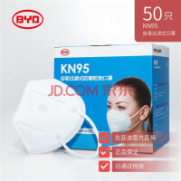 比亚迪 KN95防护口罩 自吸过滤式防颗粒物口罩 50/盒 1盒装 共50只