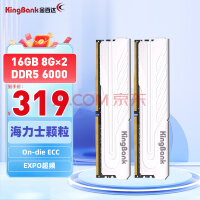 金百达（KINGBANK）16GB(8GBX2)套装 DDR5 6000 台式机内存条海力士颗粒银爵系列 C36