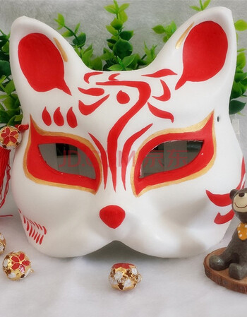 小孩面具 搞怪面具 手绘面具 表演面具 狐狸36 纸浆版