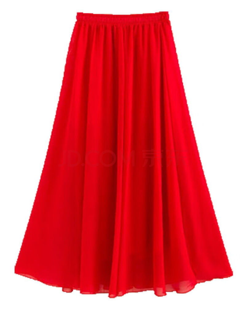 2020新款裙子女学生韩版雪纺a字裙半身裙中长款大码仙女长裙夏季 红色